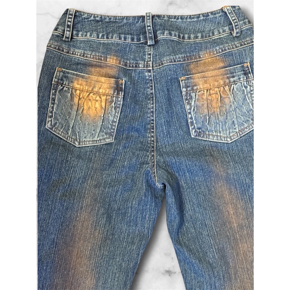 Chagall Y2K Fairycore Grunge Embellished Bootcut Flare Jeans XS Tall & Crop Top - Picture 5 of 9